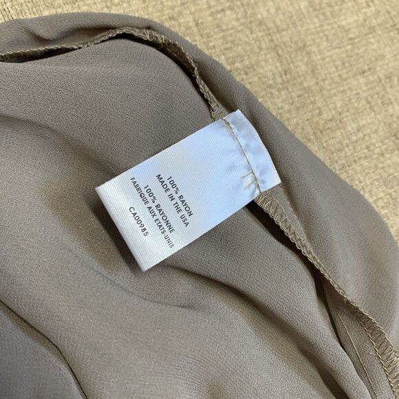 Nanette Lepore ruffle Tan Gold Shimmer Tunic Oversized Blouse sz 10 Cuff sleeve - Picture 8 of 9